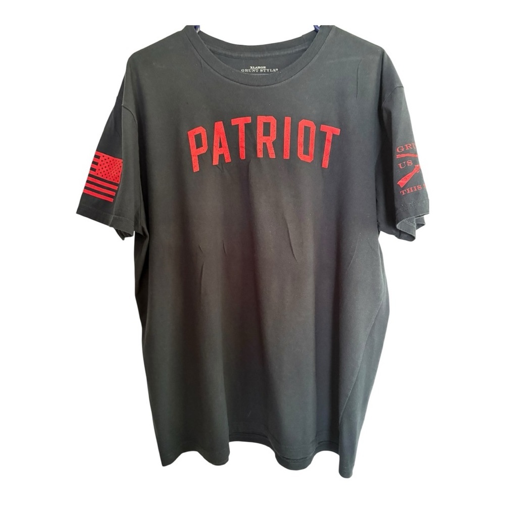 Grunt Style Patriot Navy Blue Tee with Red Accents